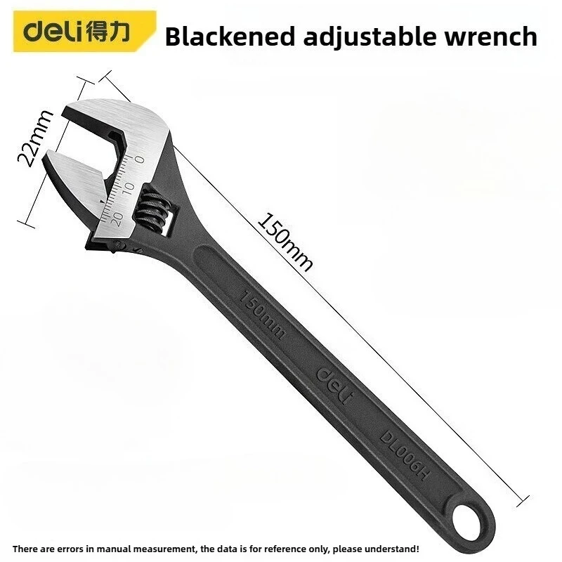 

Deli High Carbon Steel Adjustable Wrench Multifunction Flexible Universal Wrench Blackened Thickened Spanner for Auto Repair
