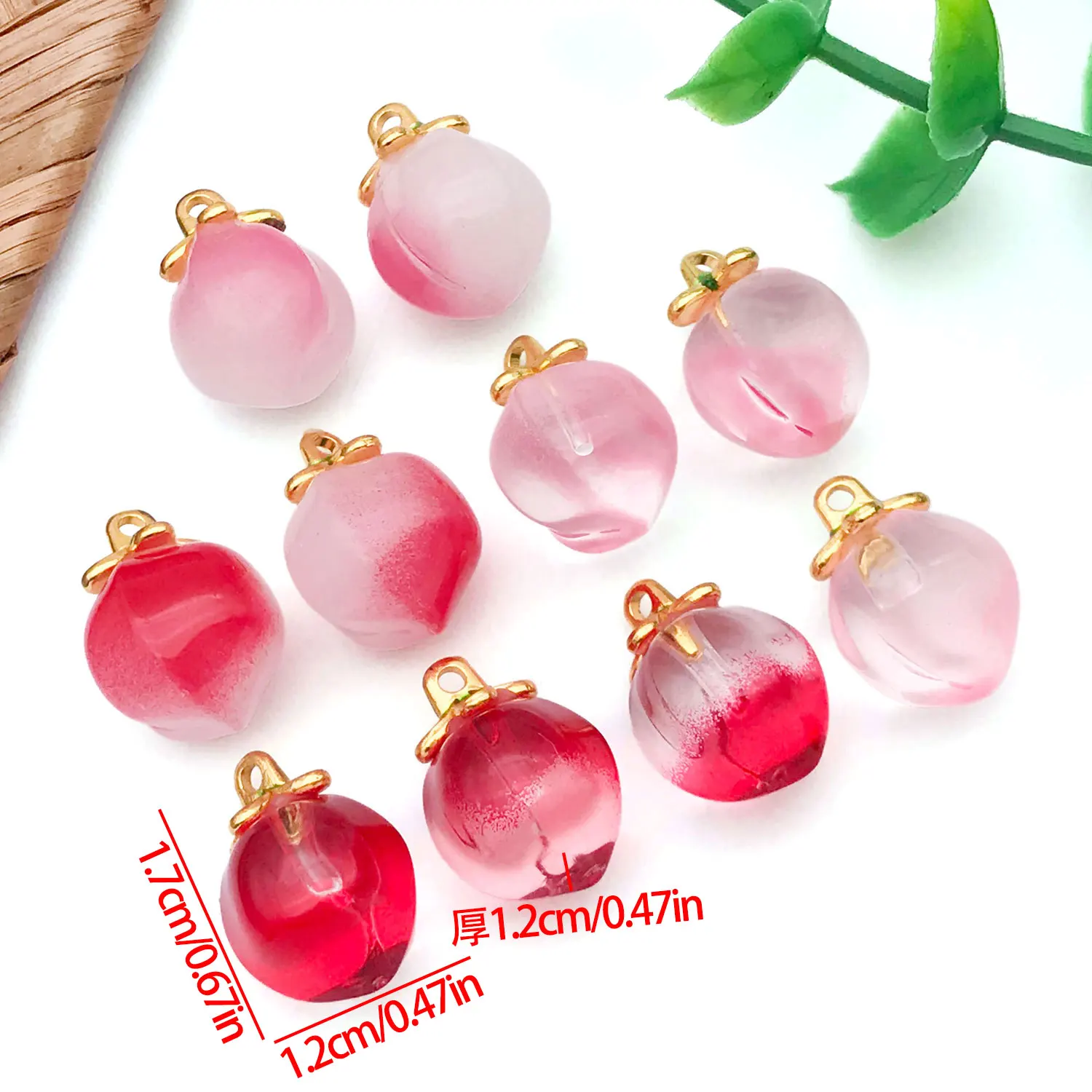 5/10 قطعة المعلقات الزجاجية سوار الخوخ الصغيرة المتدلية سحر DIY لطيف الكورية نمط الاكسسوارات نازف المعلقات فضفاض الخرز. #3