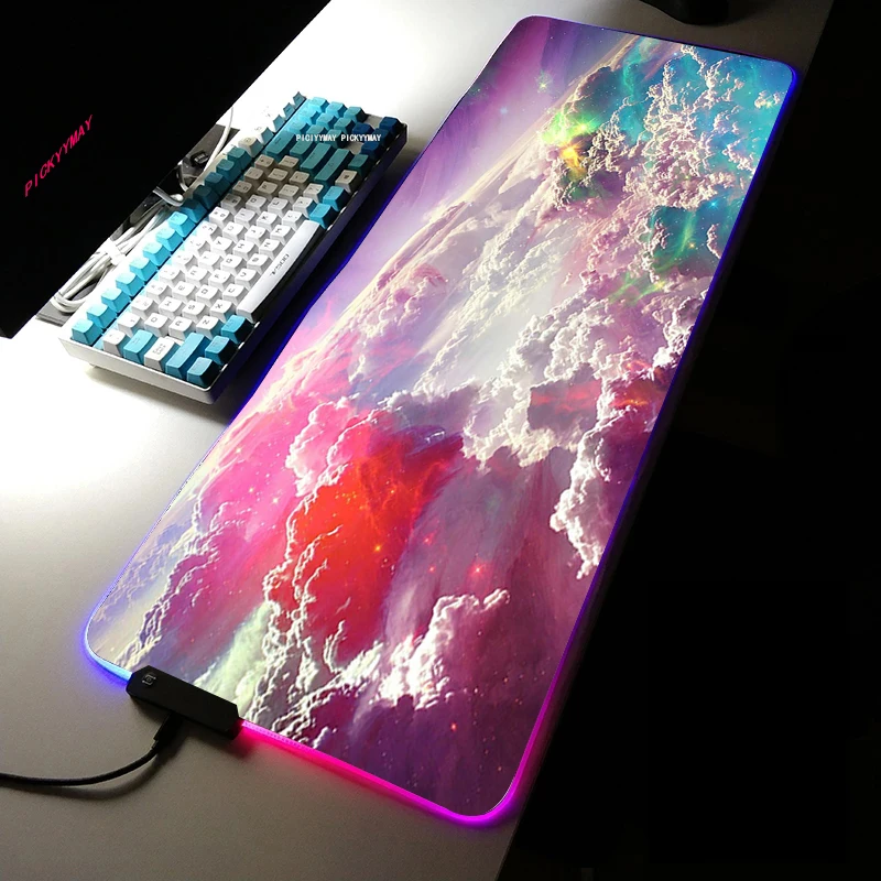 

Space Mousepad 900x400mm Cloud RGB Gaming Mouse pad Gamer computer Desk Padmouse keyboard Colorful Locrkand Play Mats Mouse Pad