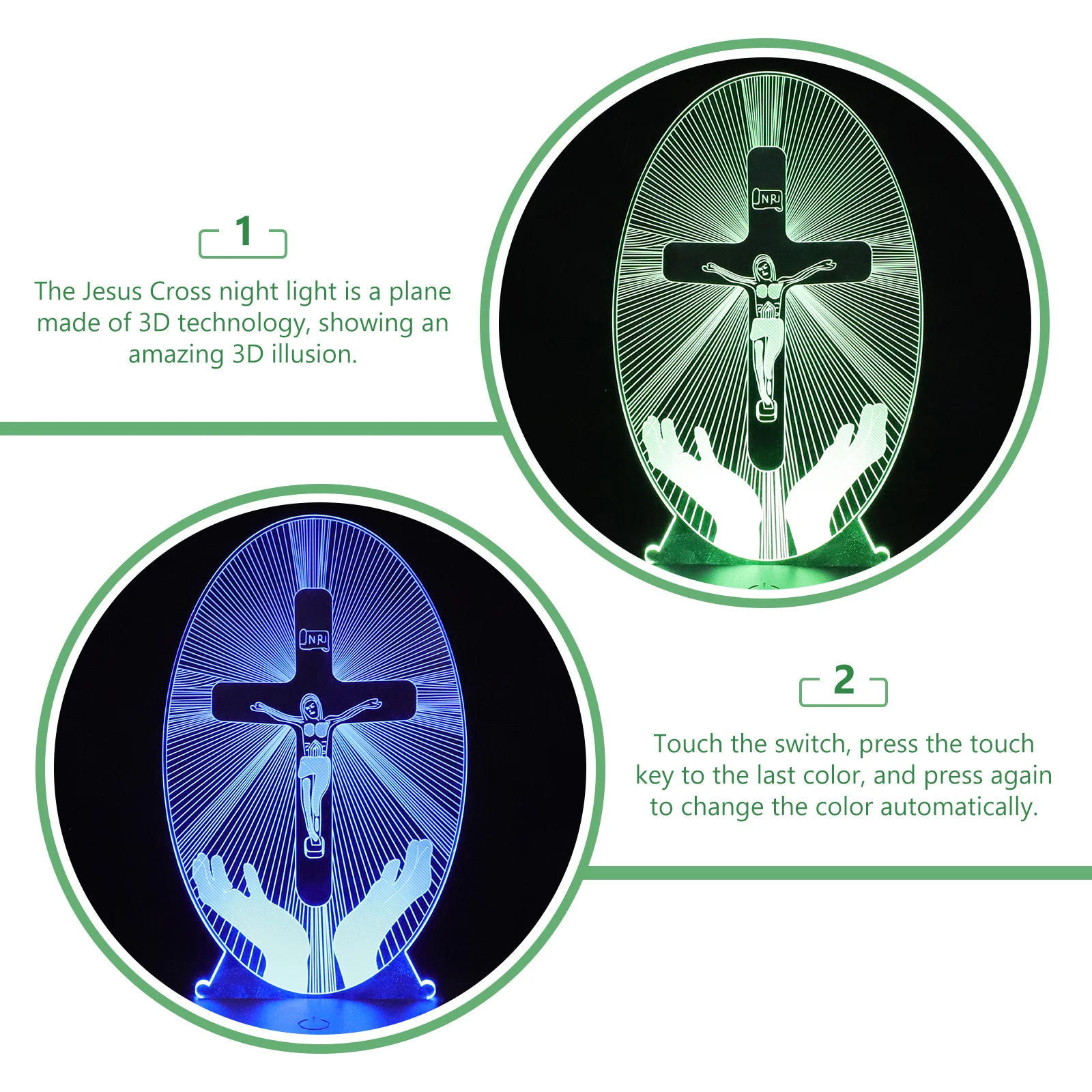 

Creative Jesus Night Light Acrylic Material Stable Structure Warm Glow Housewarming Gift for Home Church Bar