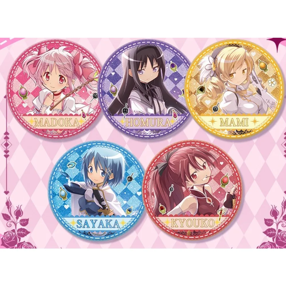 Anime Magic Girl Madoka Magica Akemi Homura Double Flash Badge Cosplay Accessories Metal Pin Brooch Cute Kawaii Gift for Fans