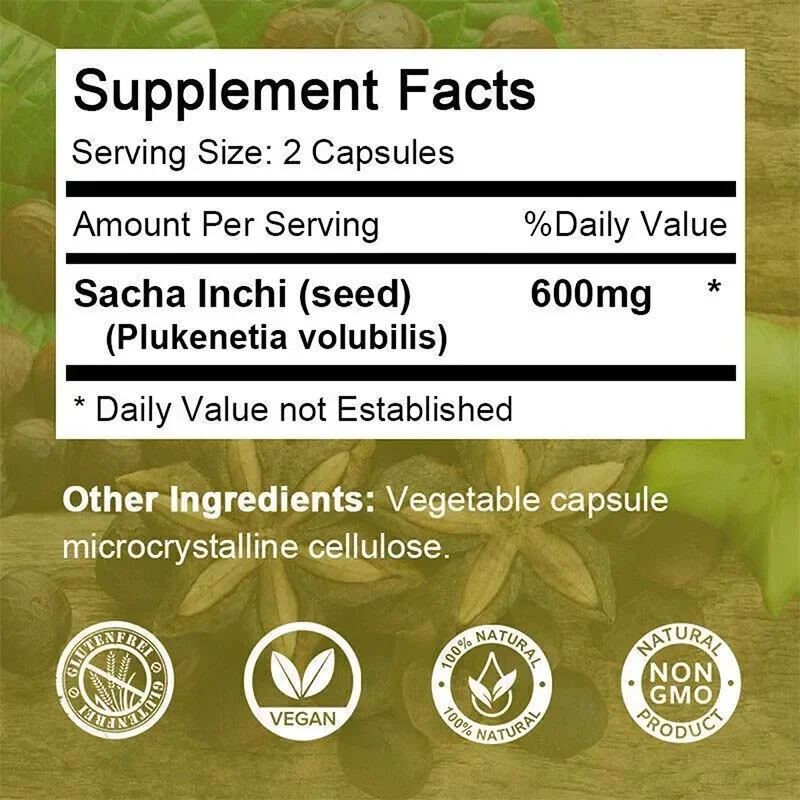 Organic Source of Omegas 3, 6 and 9 Sacha Inchi Oil Capsules Supports Gut Health Improve Skin Reduces Inflammation
