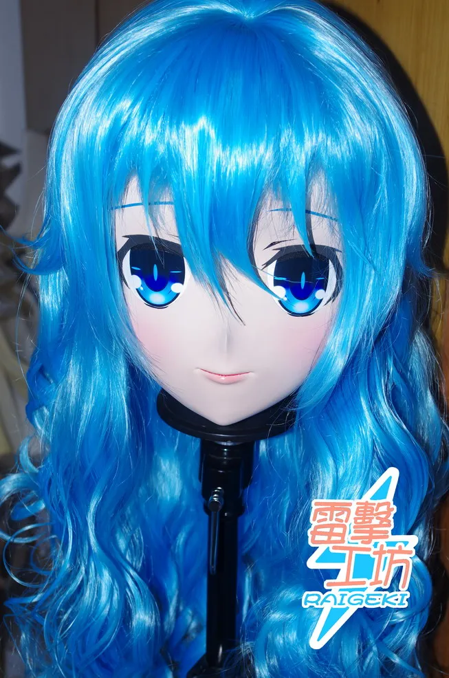 (LJ-024) Customize Character Female/Girl Resin Kig Full Head With Lock Anime Cosplay Japanese Anime Kigurumi Mask