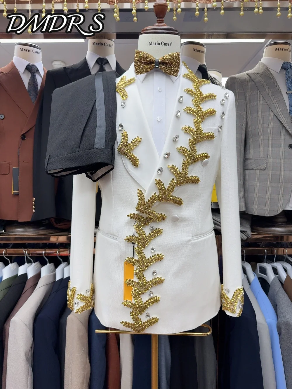 

High - quality Gold Crystal Men's Suit Set 2PCS 2026 Classic Double - Breasted Suits Men Business Formal Slim Jacket Pants
