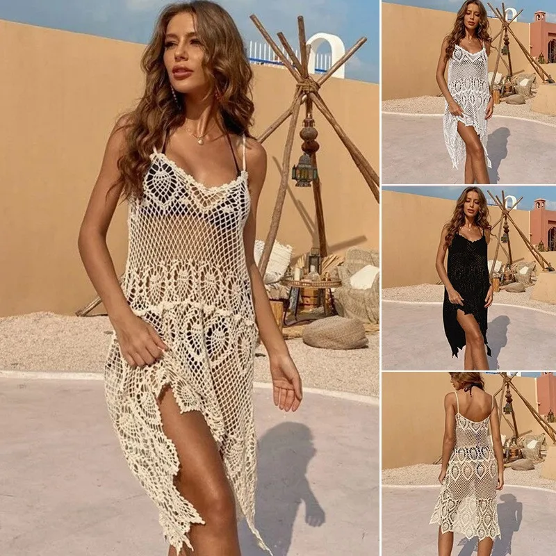 Patchwork V Neck Dress with Spaghetti Strap Midi Length Asymmetrical Hem Sleeveless Mid Waist Streetwear Women Swimsuit Spring