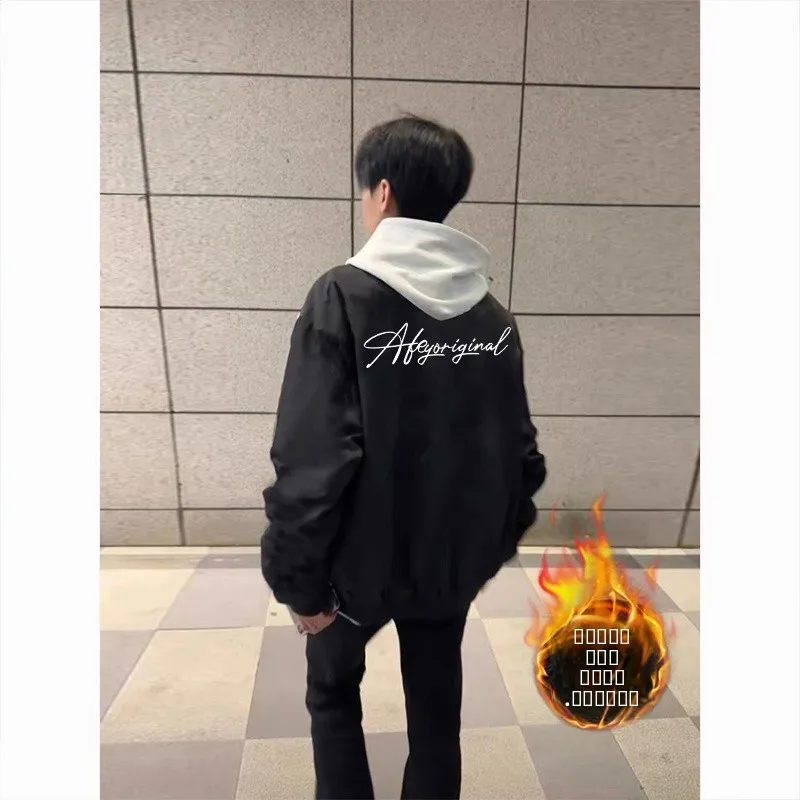 

Ретро-куртка в американском стиле для мужчин, осенне-зимняя, уличная, в стиле хип-хоп, модная бейсбольная куртка, парная верхняя одежда, ветрозащитная, Fc...