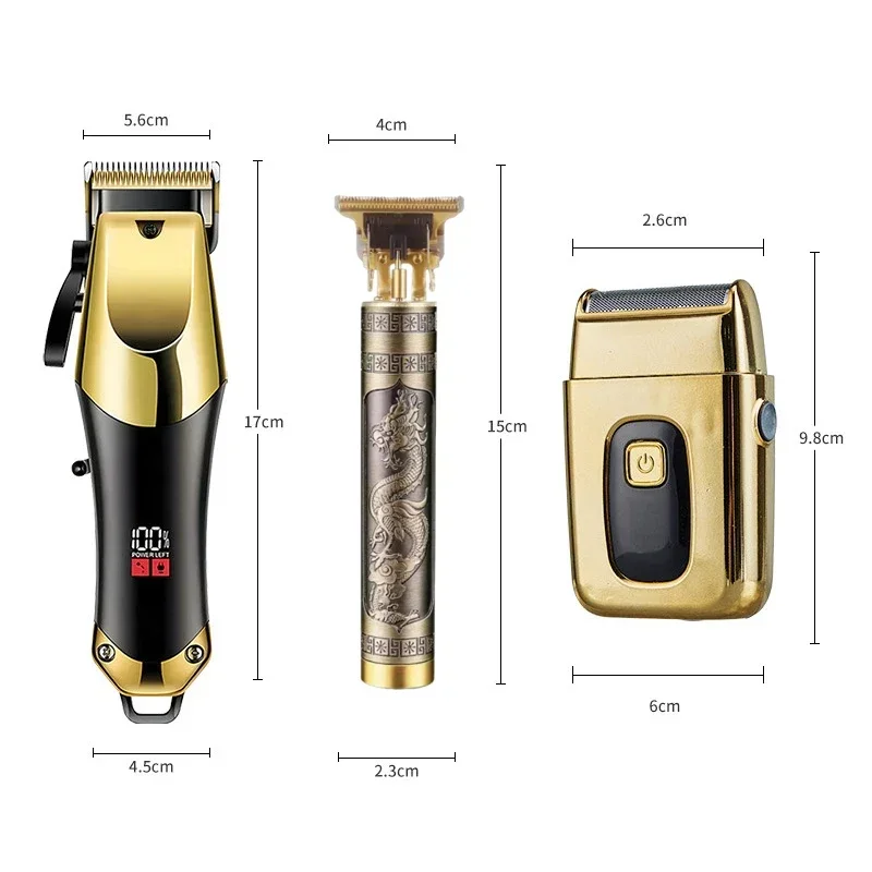 USB Rechargeable Men's Hair Clipper 3-pcs Oil Head and Electric Trimmer Suitable for Home Use Shaved Hair Salon Boyfriend Gifts