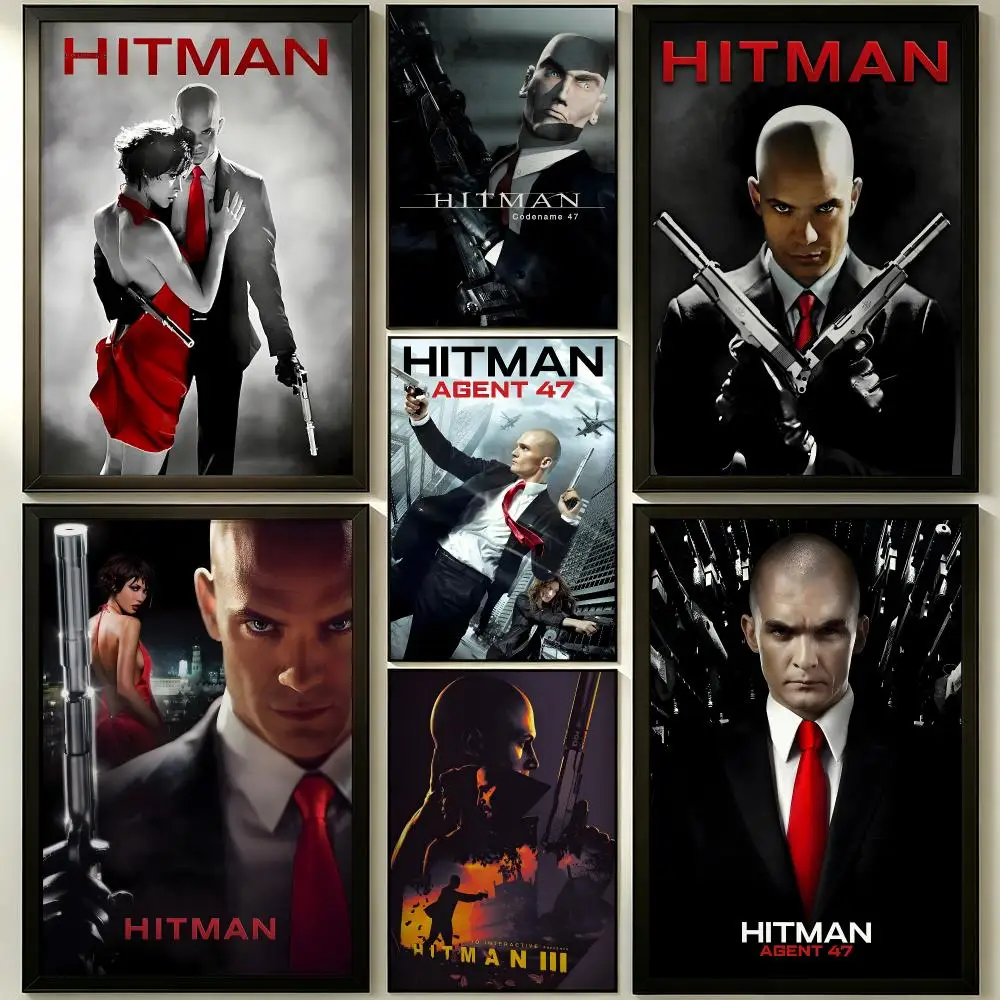 Hitman Agent 47 Retro Action Cinema Self-Adhesive Poster Waterproof Removable HD Print for Dorm Room Bedroom Decor Poster