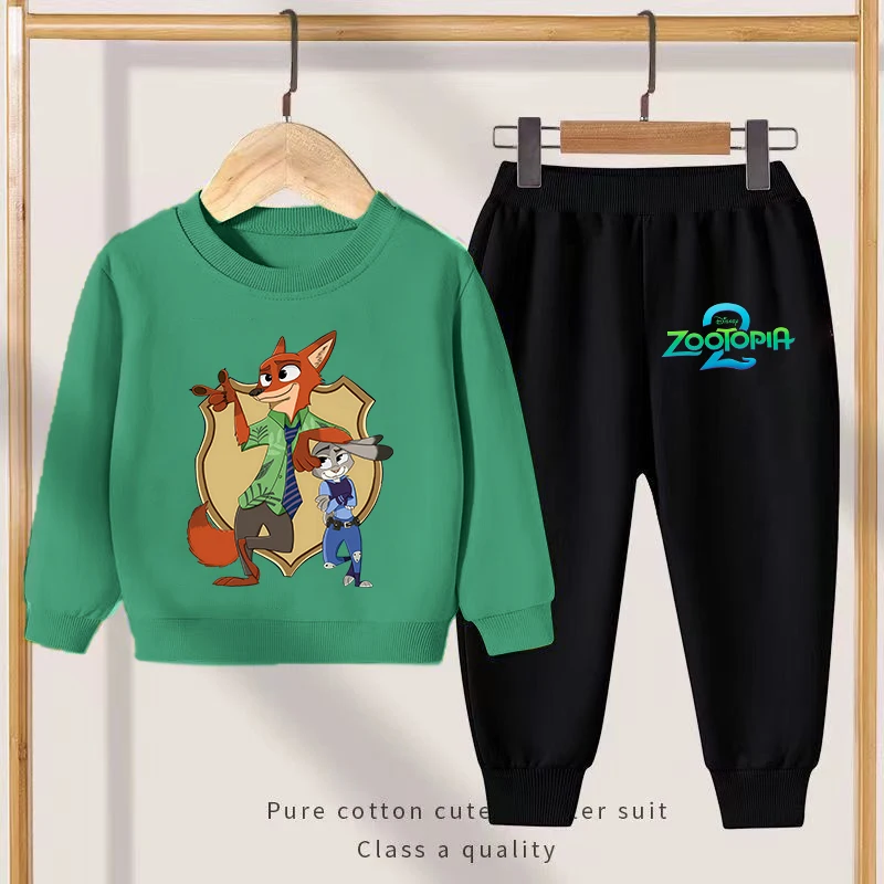 

Zootopia 2 Children Tracksuit Suit Cartoon Animals Girl Boy Sweatshirt Sweatpants 2pcs Set Spring Autumn Sportswear Kids Outfit