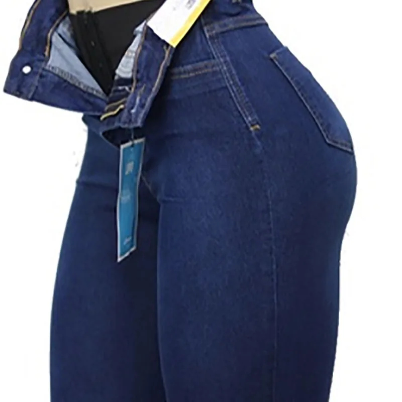 Colombian Butt Lift High Waist Jeans With Internal Girdle Hiigh Waisted Leather Jeans Large Buttocks With Zipper Access Control