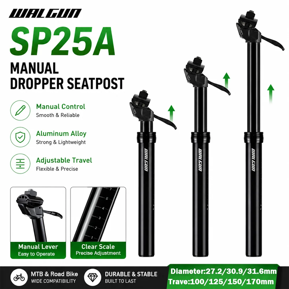 

WALGUN 25A Bicycle Seat Post Dropper for Mtb 27.2/30.9/31.6mm Bike Suspension Seatpost Mtb Telescopic Seatpost Hydraulic Manual