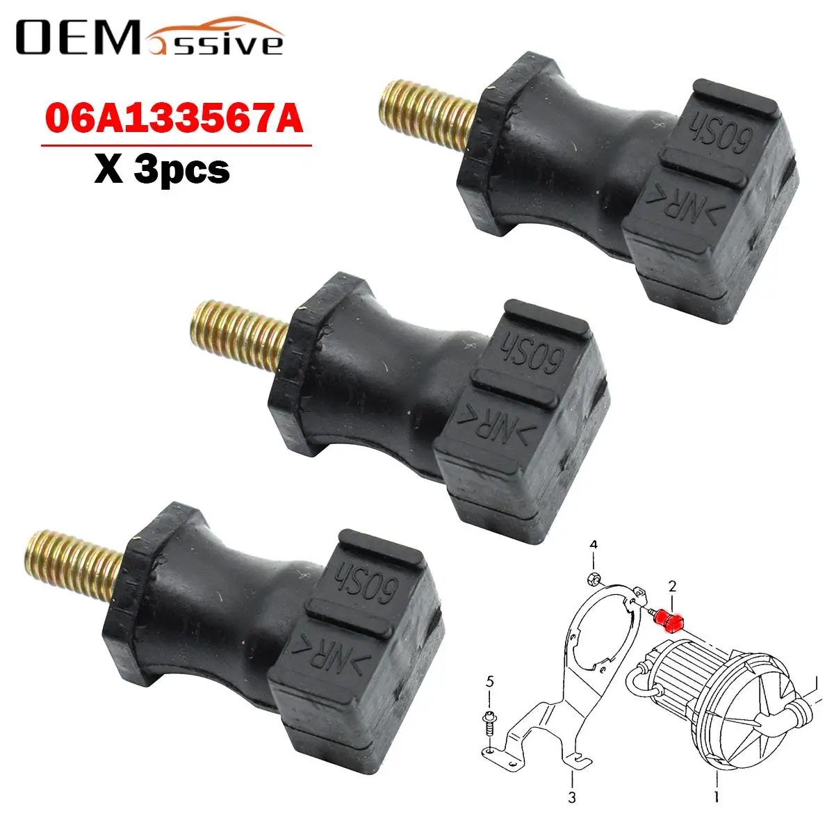 3x FOR SEAT ALTEA XL 5P Cordoba Ibiza 6L Exeo 3R Leon Toledo 1M Secondary Air Pump Retaining Mount Buffer Stop Bracket