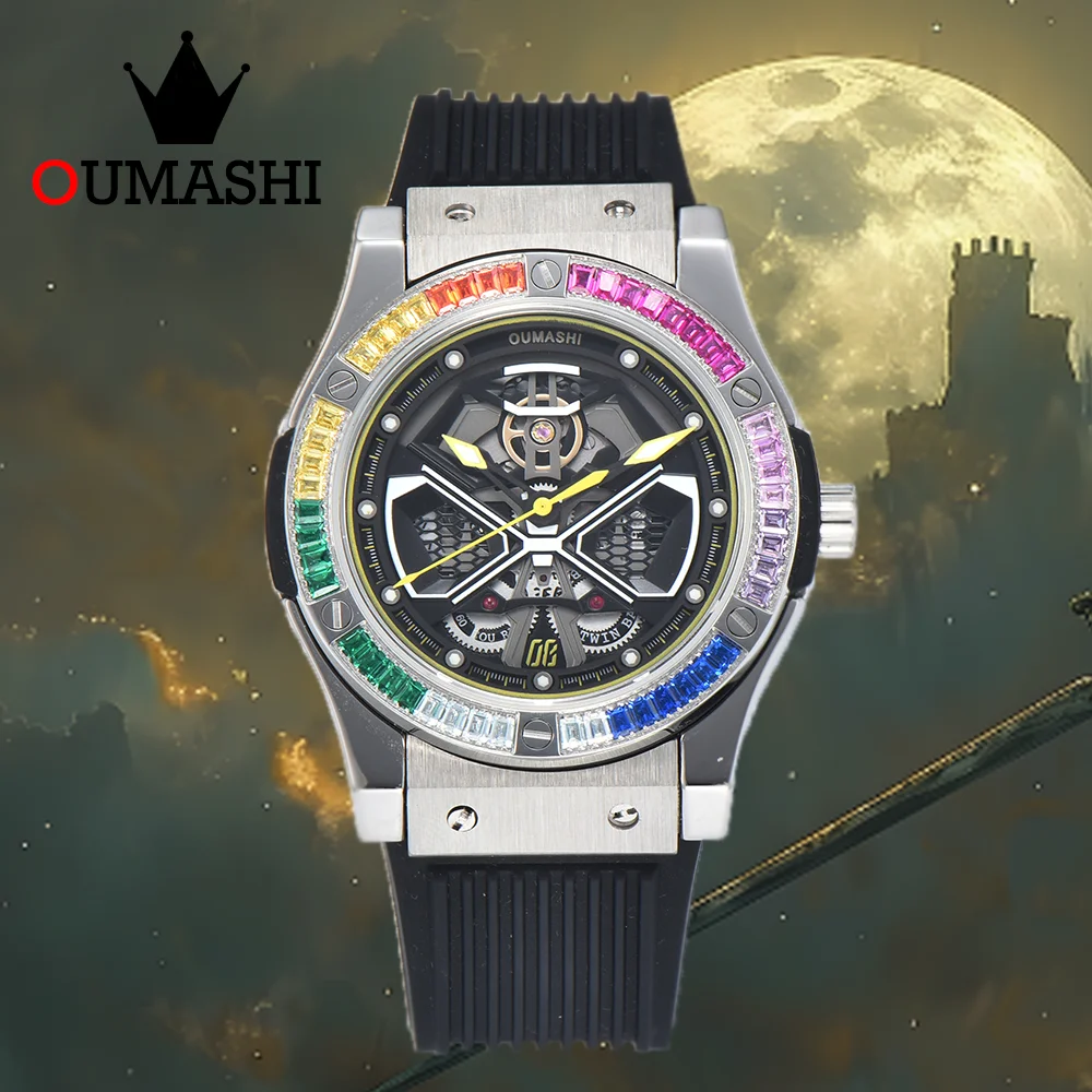 ساعة رياضية للرجال مجوفة ، زجاج ياقوت ، مقاومة للماء ، فولاذ مقاوم للصدأ ، فارس رائع ، موضة ، أو جديد