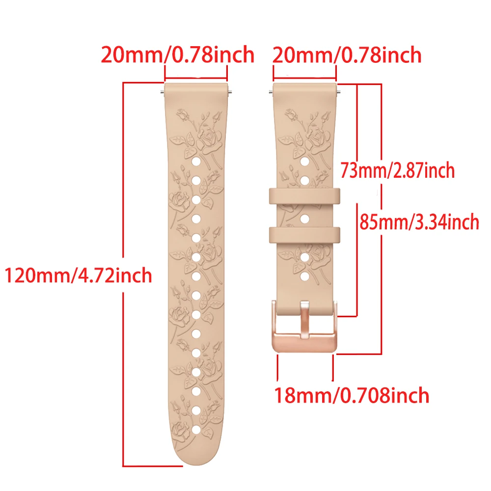 20 مللي متر سيليكون محفورة حزام ساعة اليد لسامسونج غالاكسي Watch7/6/5/4 40 مللي متر/44 مللي متر 5 برو 45 مللي متر ساعة 6 4 كلاسيكي 43 مللي متر/47 مللي متر 42 مللي متر/46 مللي متر