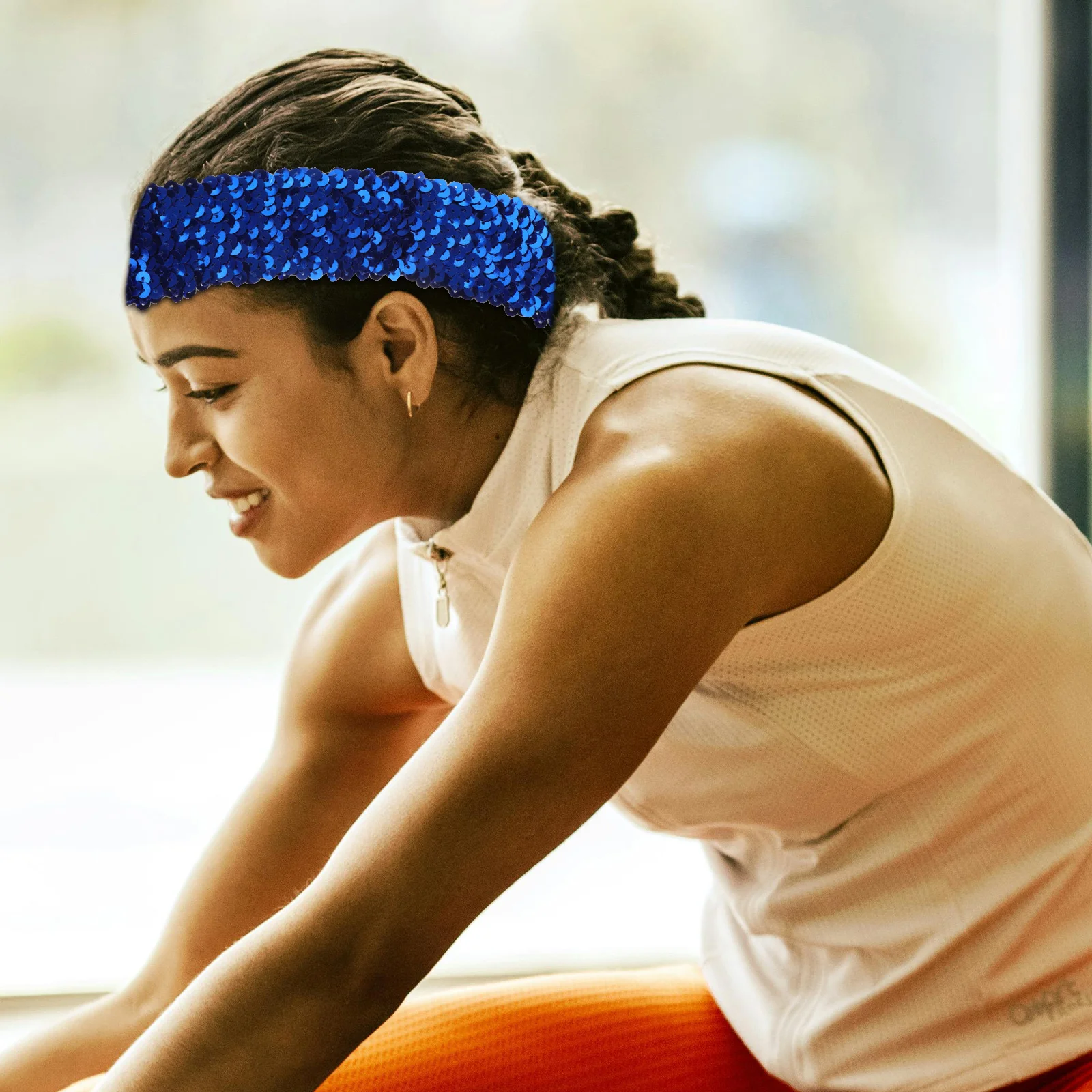 

Sequin Headband Elastic Glitter Headdress Fashion Sports Hairband for Women Girls Blue Bright Colors Eyecatcher