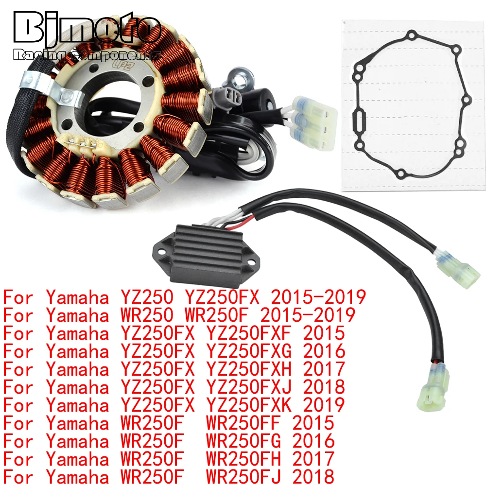 

Engine Stator Coil+Voltage Regulator rectifier For Yamaha YZ250 YZ250FX WR250 WR250F 2015-2019 With Gasket YZ 250 FX WR 250 F