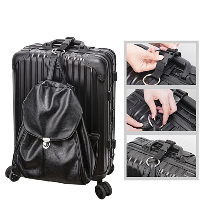 Add Bag Luggage Strap Coat Holder Gripper Handbag Clip Baggage Suitcase Backpack Circle Hook Adjustable Belt for Travel