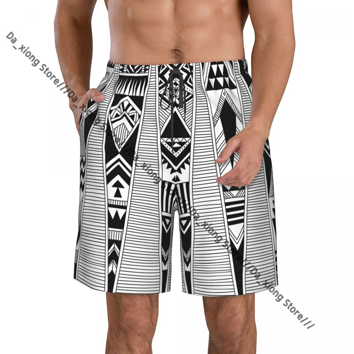 Mens Swimming Shorts Swimwear Tribal Navajo Aztec Ethnic Hipster Print Trunks Swimsuit Beach Wear Boardshorts