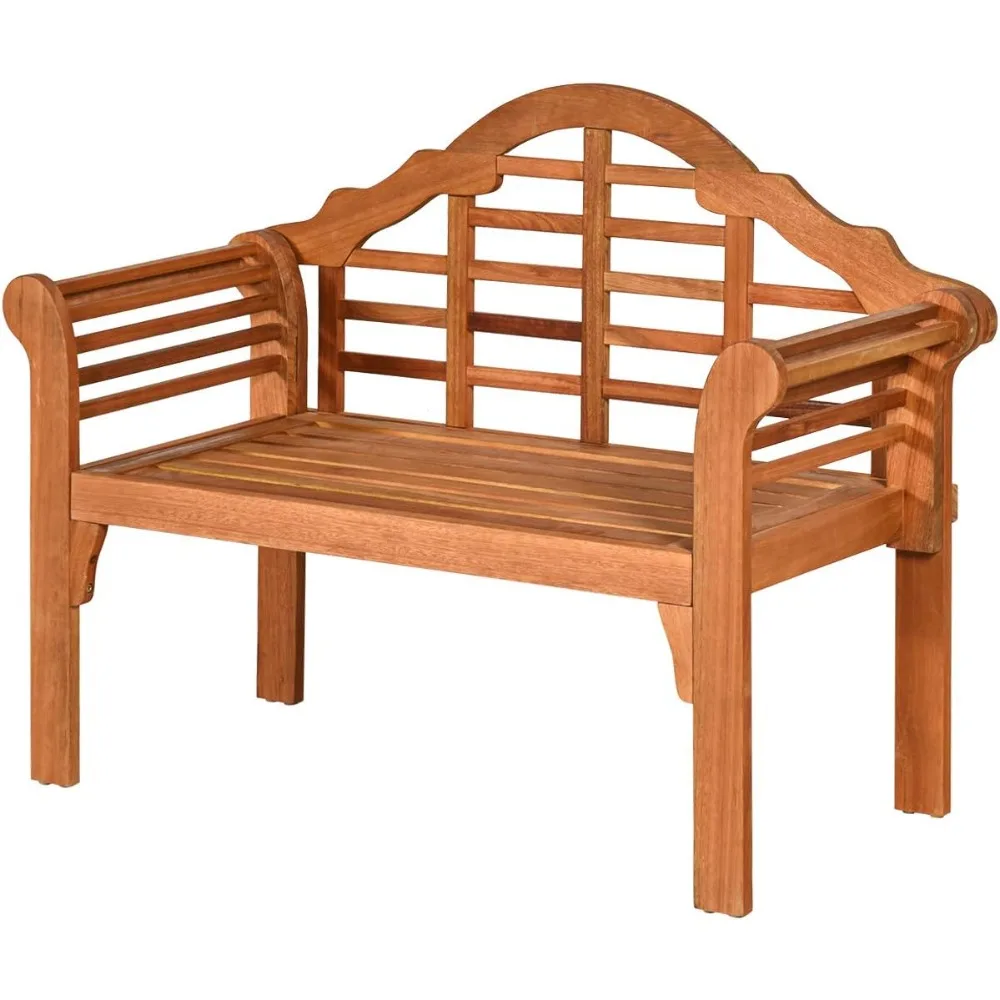 

Outdoor Eucalyptus Wood Bench, 49” Large Foldable Solid Wood Garden Park Bench, 2-Person Loveseat Chair for Ent
