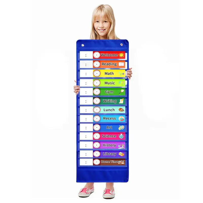 

Classroom Calendar Kids Daily Pocket Chart Classroom Schedule With 18 Cards 131 Pockets For Classroom Office Home Teachers