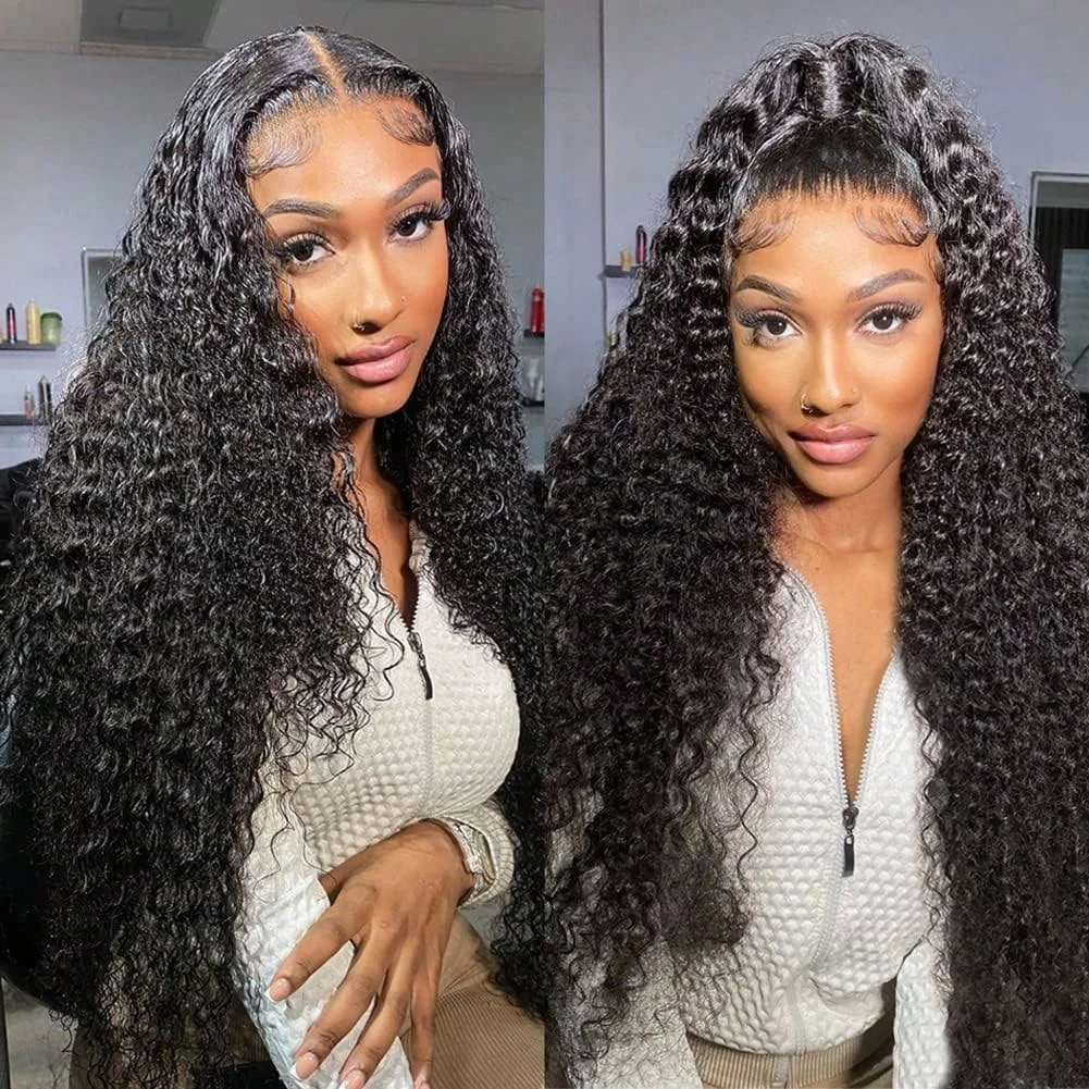 Deep Wave Human Hair Wig 13x4 Lace Front Wig for Women 22 Inch 200% Density Pre-Plucked Brazilian Hair Transparent Lace Wig