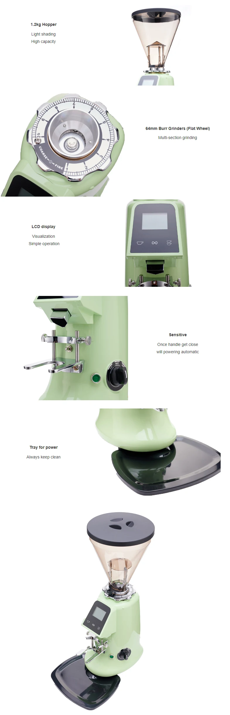 Molinillo de café profesional, molinillo de café eléctrico Df64 Burr Digital con CE