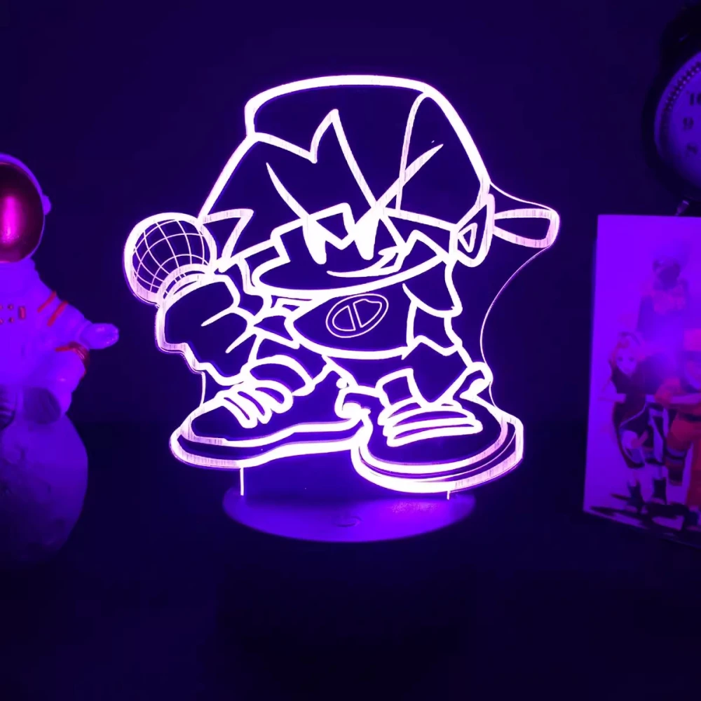 Imagem -03 - Acrílico Night Light For Kids Friday Night Funkin Candeeiros de Mesa Lâmpada de Cabeceira Decoração do Quarto Presente Jogo Quente Cores Cores 16 Cores 3d