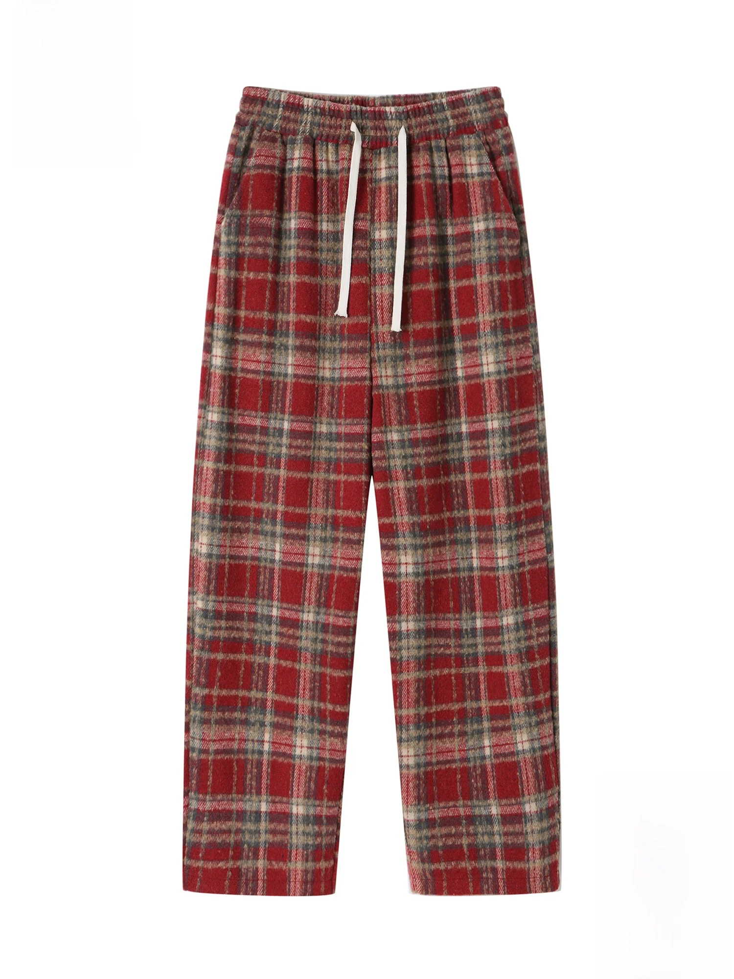 

PaulFrank Men's Casual Pants Plaid Drapey Sport Spring Loose Straight Leg Trousers Comfortable Straight Fit Polyester Fiber