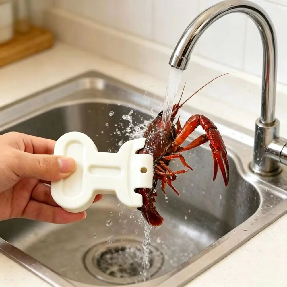 Herramienta limpiadora de cangrejos de río duradera con juego de cepillos, clip de limpieza manual anti-pellizcos, limpiador de cangrejos de río para el hogar y la cocina