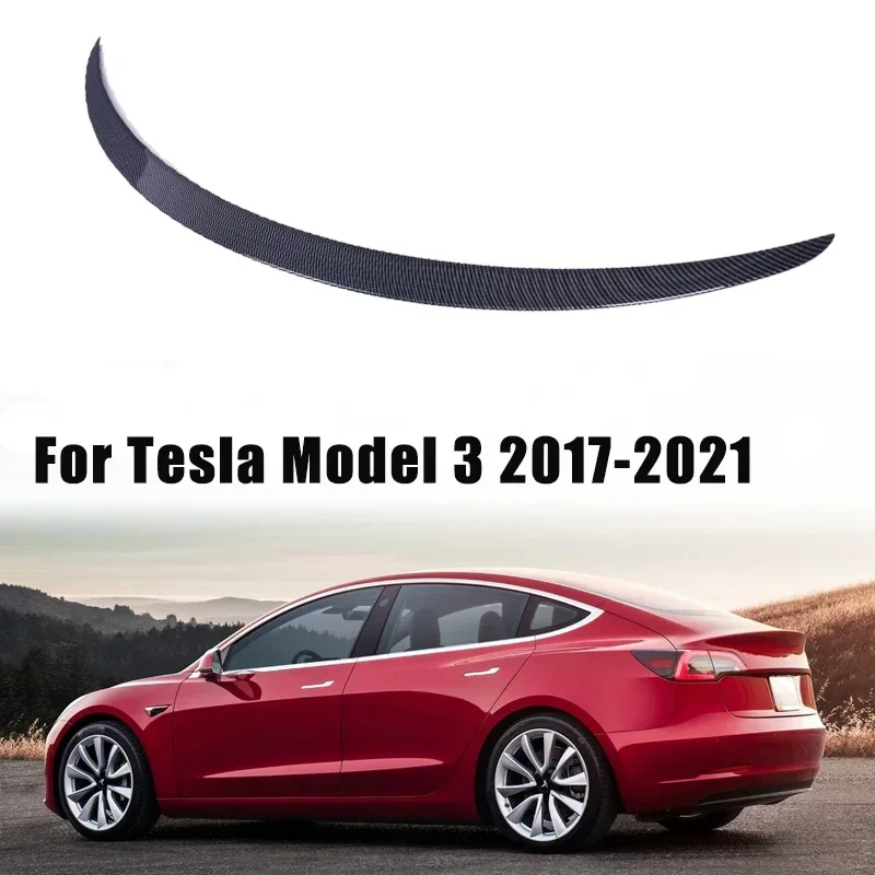 

Автомобильный задний спойлер для крышки багажника крыло для Tesla Model 3 2017-2021 углеродное волокно черная искусственная задняя крышка отделка