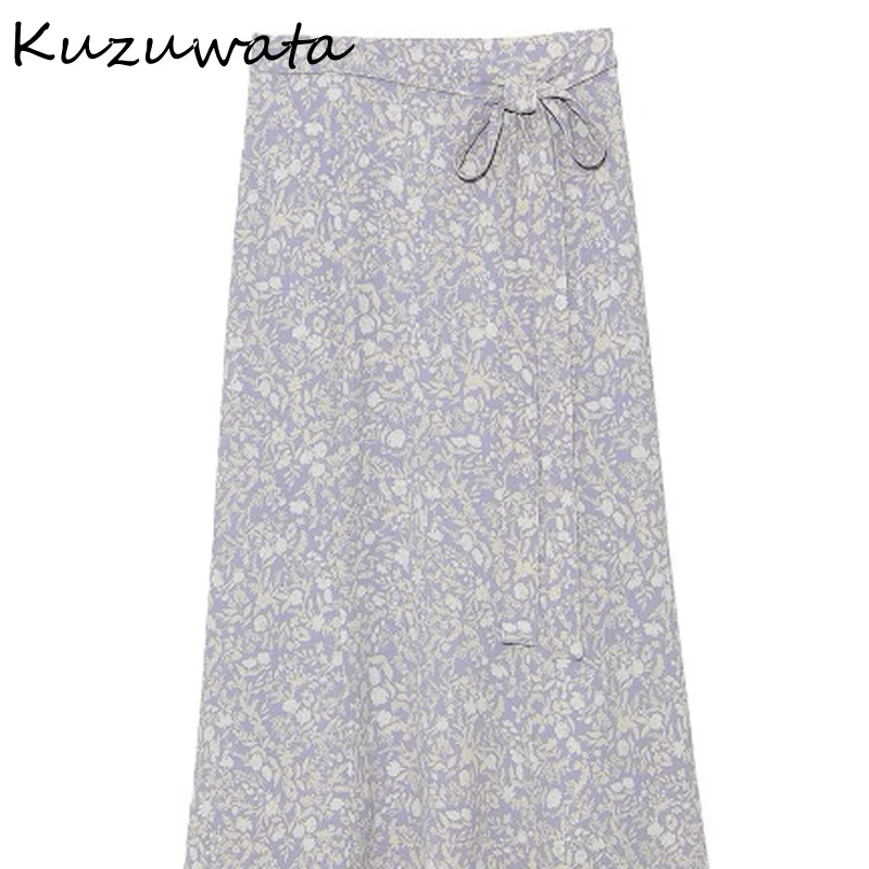 High Waist Hip Bow Design A Line Skirt Women Vintage Print Summer Outwear Holiday Jupe Femme Loose Faldas Mujer