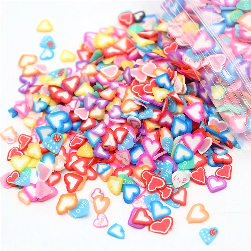 100-200g Polymer Hot Clay Fruit Love Flower Soft Pottery Slice Crafts DIY Mobile Phone Case Decorative Slime Accessories 3-7mm