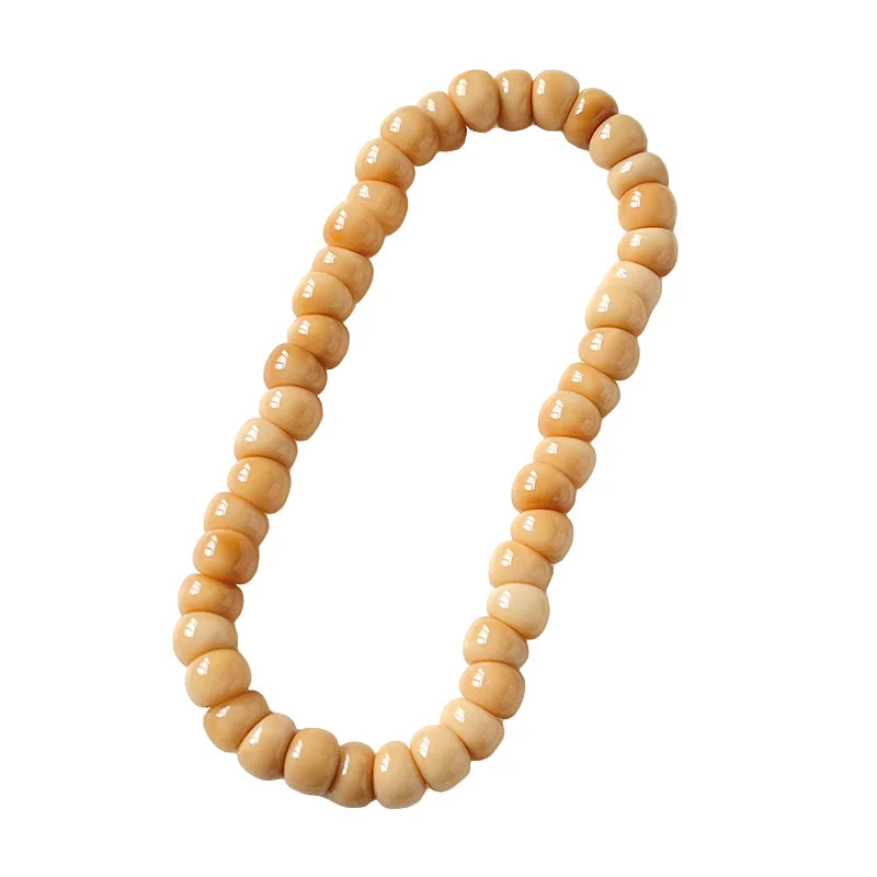 Premium Hainan Dragon Spine Jadeized White Garlic Petal Bodhi Bracelet Single Loop Smooth Touch Cultural Play Festival Gift