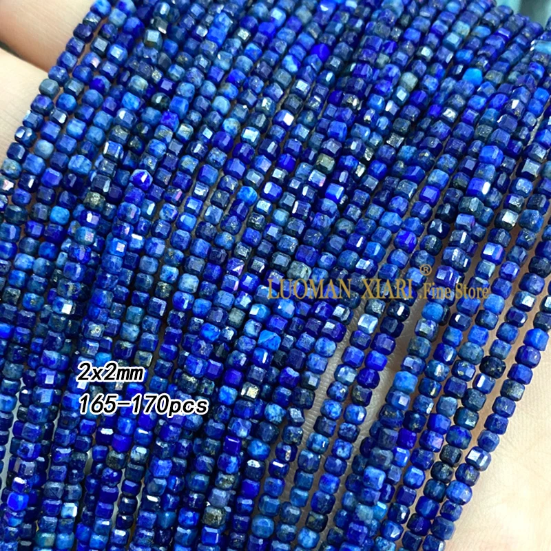 2x2MM Square Faceted AA Lapis Lazuli Natural Stone Loose Cube Spacer Beads for Jewelry Making Diy Earrings Bracelet Accessories