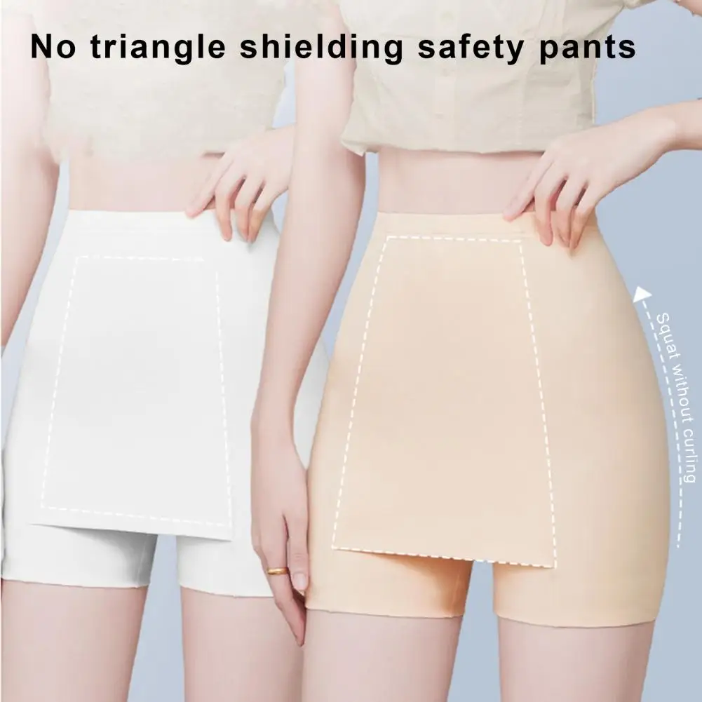 

Women Safety Pants High Elasticity Solid Color Seamless Underwear High Waist Tummy Control Mini Skirt Inner Shorts Underpants