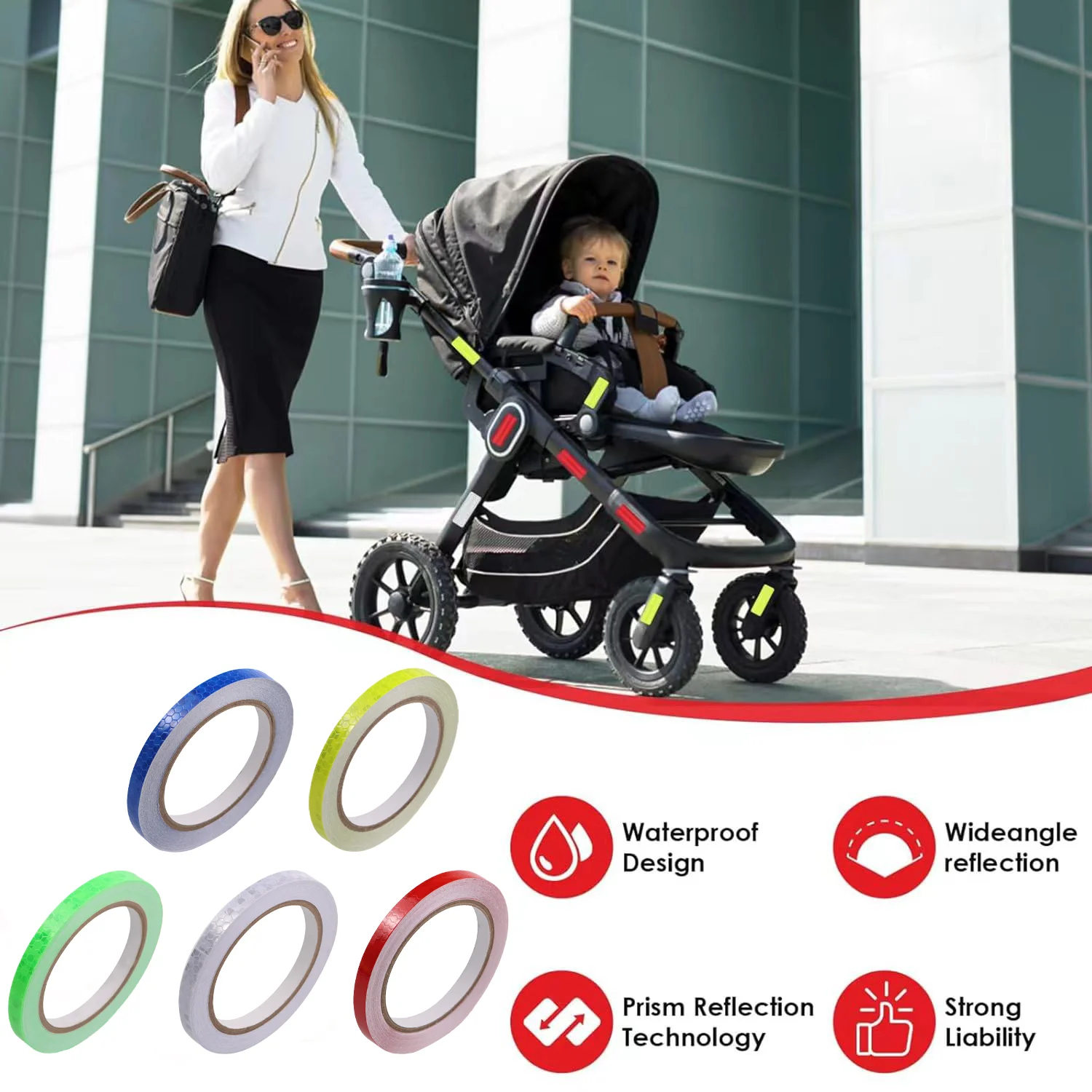 شريط تحذيري عاكس للسلامة، شريط عاكس ذاتي اللصق للسيارة #4