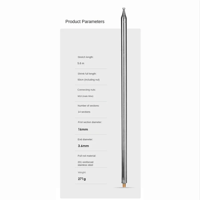 1 ชิ้น 5.6 เมตร 201 สแตนเลสแส้เสาอากาศดึง Rod สําหรับวิทยุ HF บวก V เสาอากาศ GP เสาอากาศ DIY M10