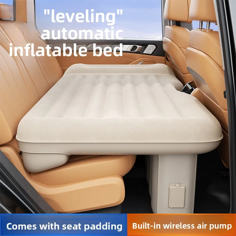 Auto Inflatable Car Mattress, Rear Seat Leveling Sleep Pad, Travel Bed for Adults & Kids