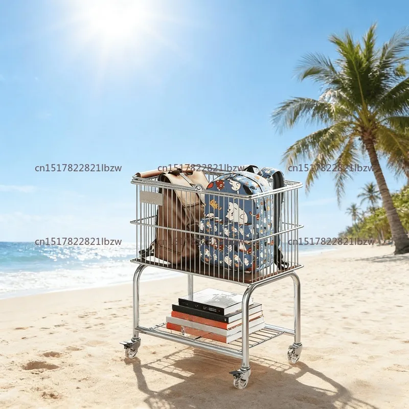 Dirty basket bathroom Double layer dirty basket clothes storage basket toilet mobile laundry
