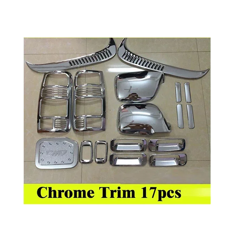 For Toyota Land Cruiser 4500 LC80 FZJ80 Plating Handles Door Bowl Mirror Cover Wind Mask Modification Trim 17pcs