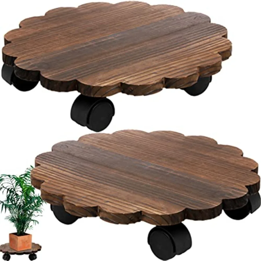 

Dicunoy 2 Pack Plant Caddy With Lockable Wheels 12 Inch Rolling Stands Wooden Dolly Cart With 360 Casters for Large Pots Flower