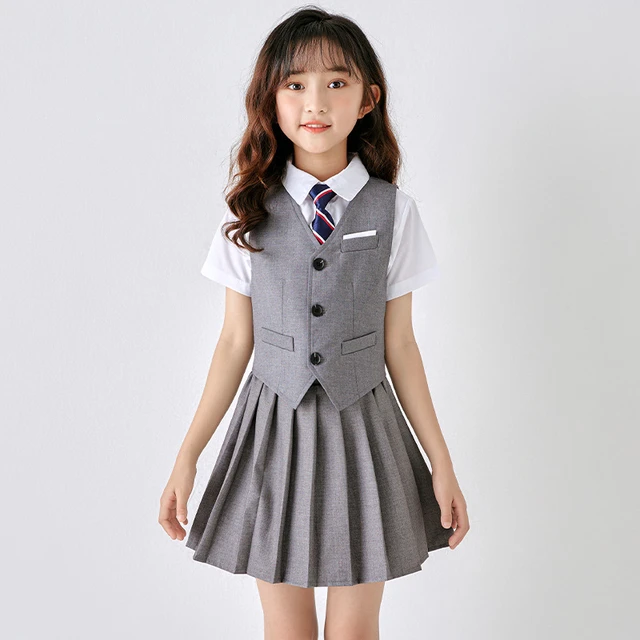 Conjunto de uniformes escolares de verano para ninos y ninas traje de coro de actuacion de fiesta chaleco gris pantalones cortos ropa de corbata AliExpress