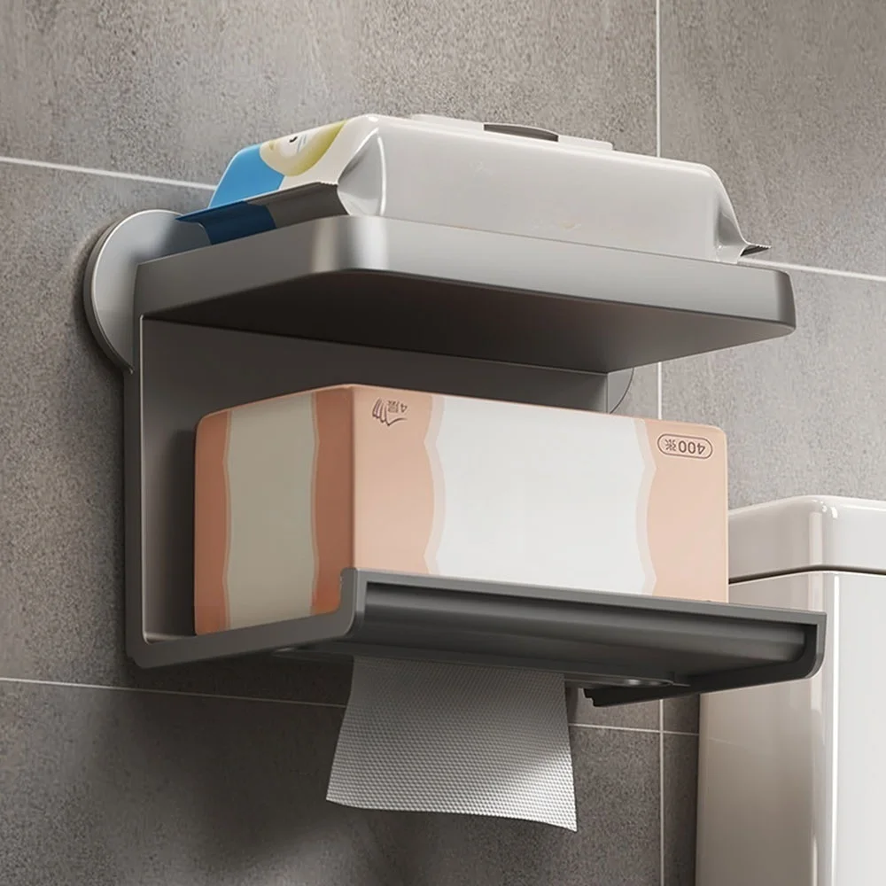 

1pc Toilet gun gray paper towel rack bathroom paper towel box project storage rack hole free wall mounted Hotel paper roll rack