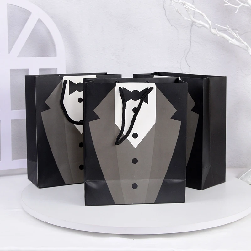 

5pcs Groomsmen Gift Bags Wedding Team Bride Groom Favors Gift Packaging Bags for Father Birthday Party Baby Shower Decor Supplie