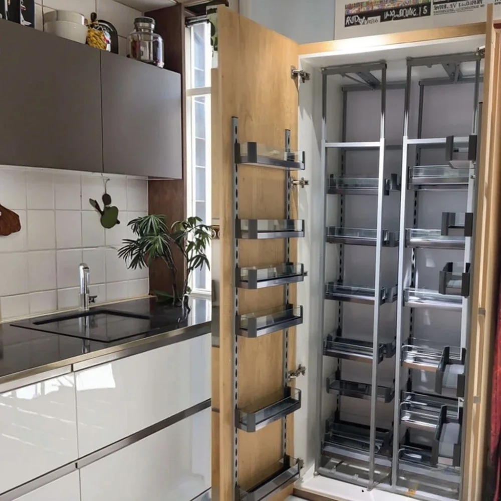 

Hot Selling Kitchen Accessories Pull Out Cupboard Basket Drawer High Deep Linkage Slide High Unit Pull Out Pantry Basket