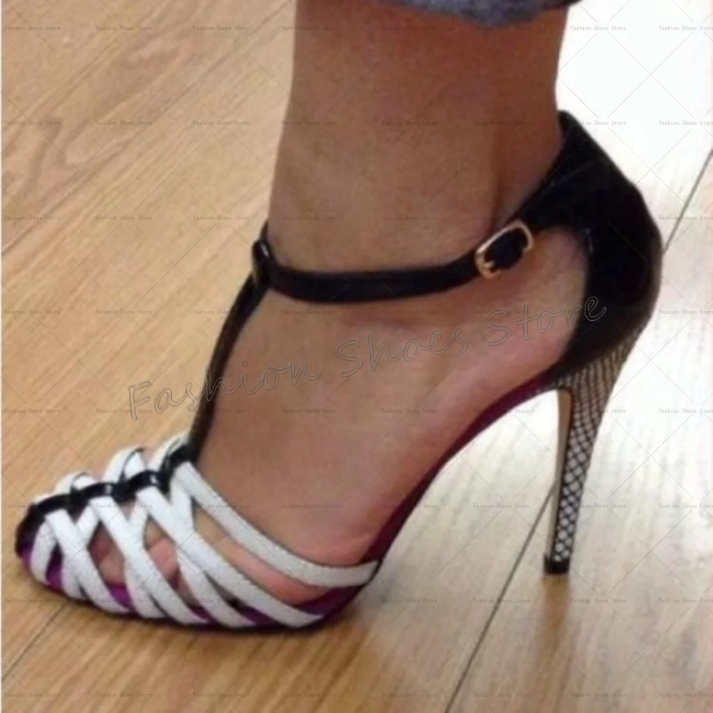 

White Cross Strap Hollow Out Sandal Buckle Strap Women Shoes Stilettos High Heels Party Banquet Dating 2025 Zapatos Para Mujere