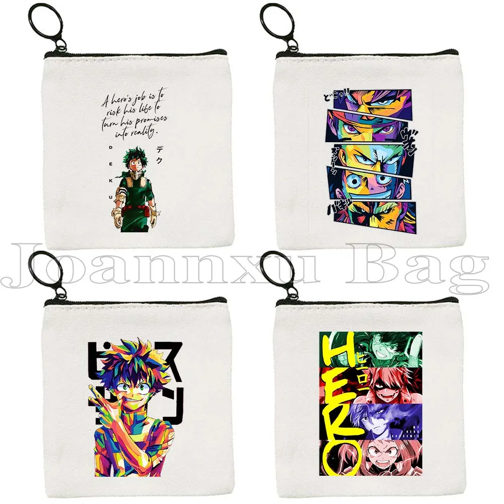 

Kawaii Anime My Hero Academia Deku Shoto Todoroki Tsuyu Bakugo Hawks Himiko Canvas Coin Purse Key Case Card Bag Wallet Pouch