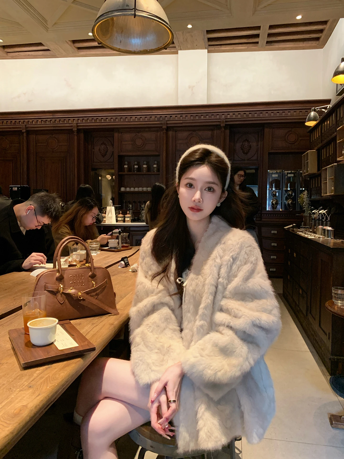 

Женское зимнее пальто Chen Dayu Lazy Sle из искусственного меха, свободного кроя, теплое, экологичное, из искусственной кожи, утепленное, с длинными рукавами, V-образный вырез