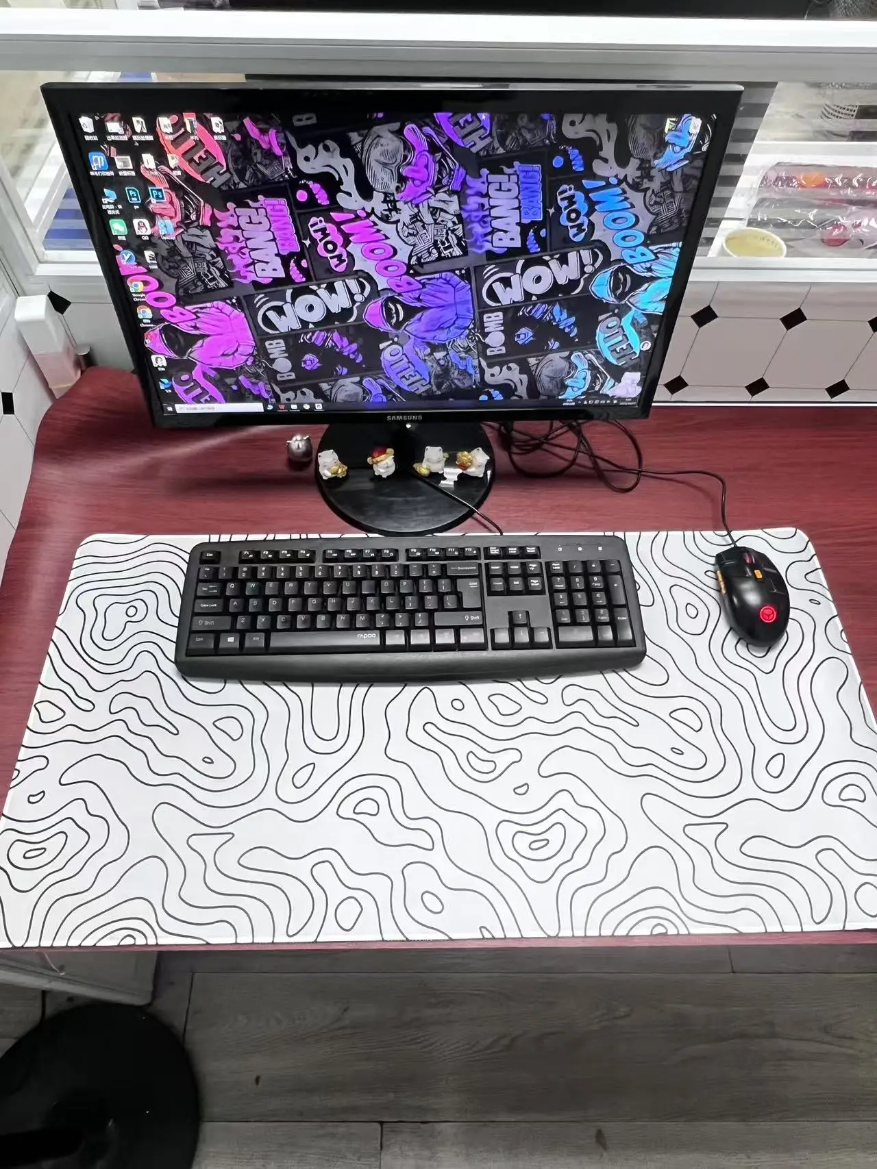 

Mouse Pad Gaming Black And White Contour Lines printon demand Large HD Mousepad XXL Playmat Soft Carpet Laptop Mouse Mats