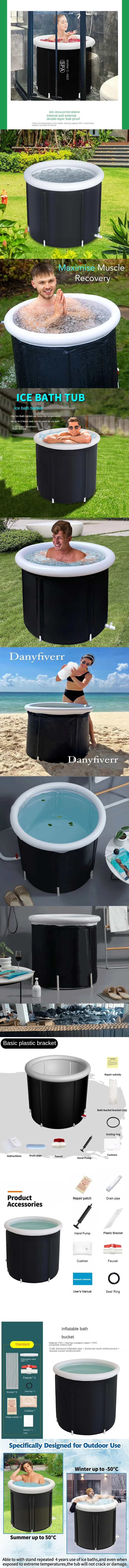 MAYZANEN-bañera plegable portátil para baño de hielo, cubo de baño inflable grande grueso para adultos, terapia de agua 